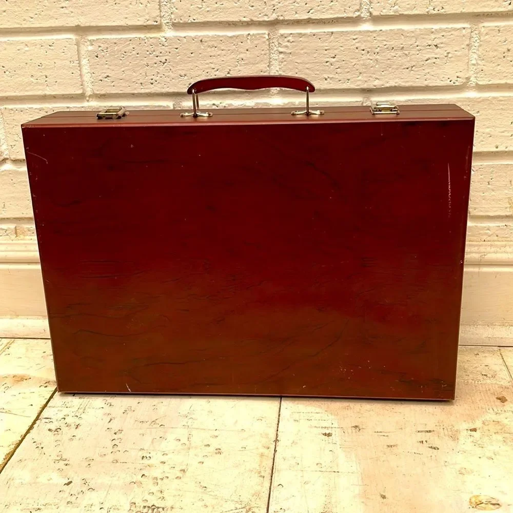 Antique wooden box with handles